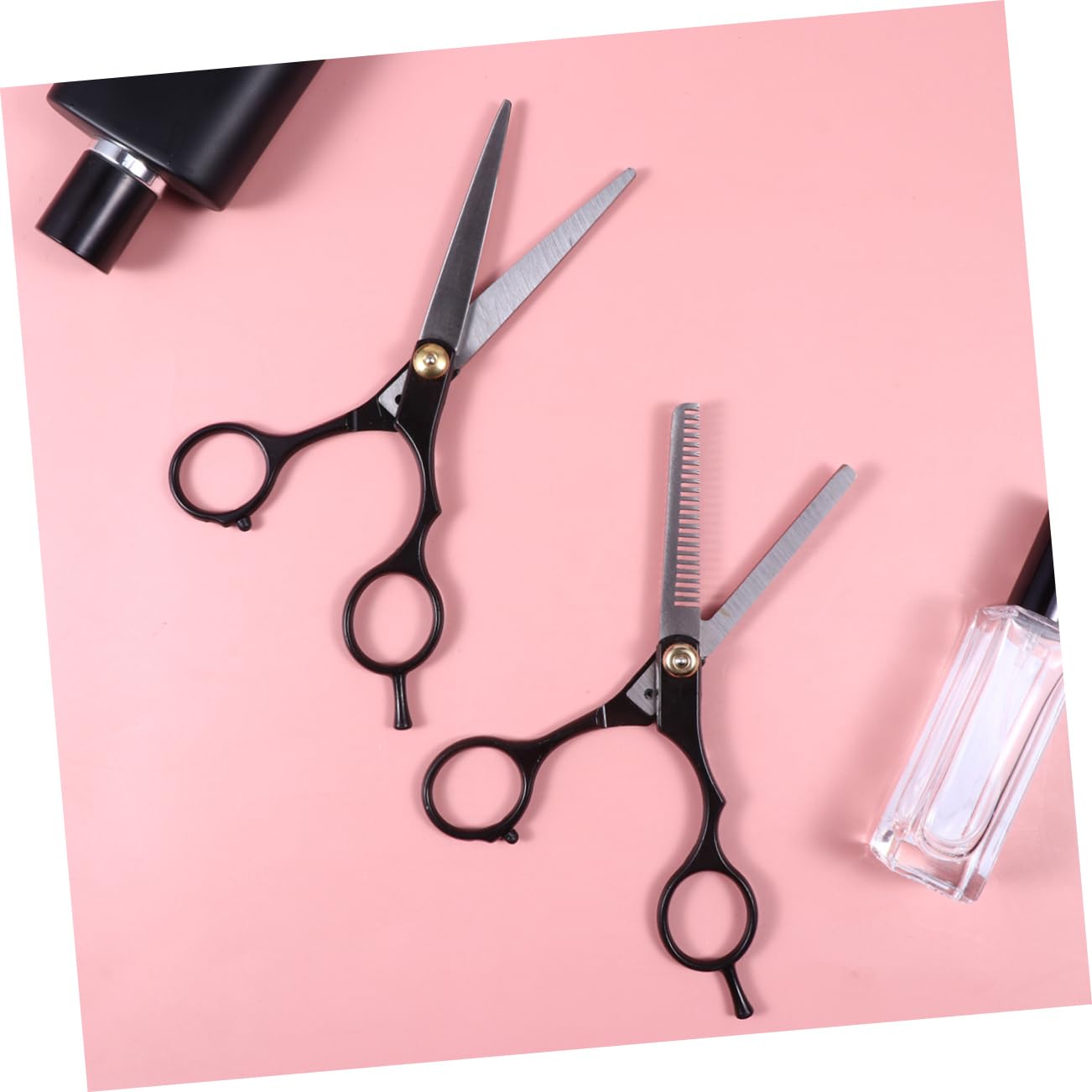 WOFASHPURET 2pcs Barber Scissors Barber Shears Hair Styling Tools Teeth Scissors Hair Salon Cutter Black