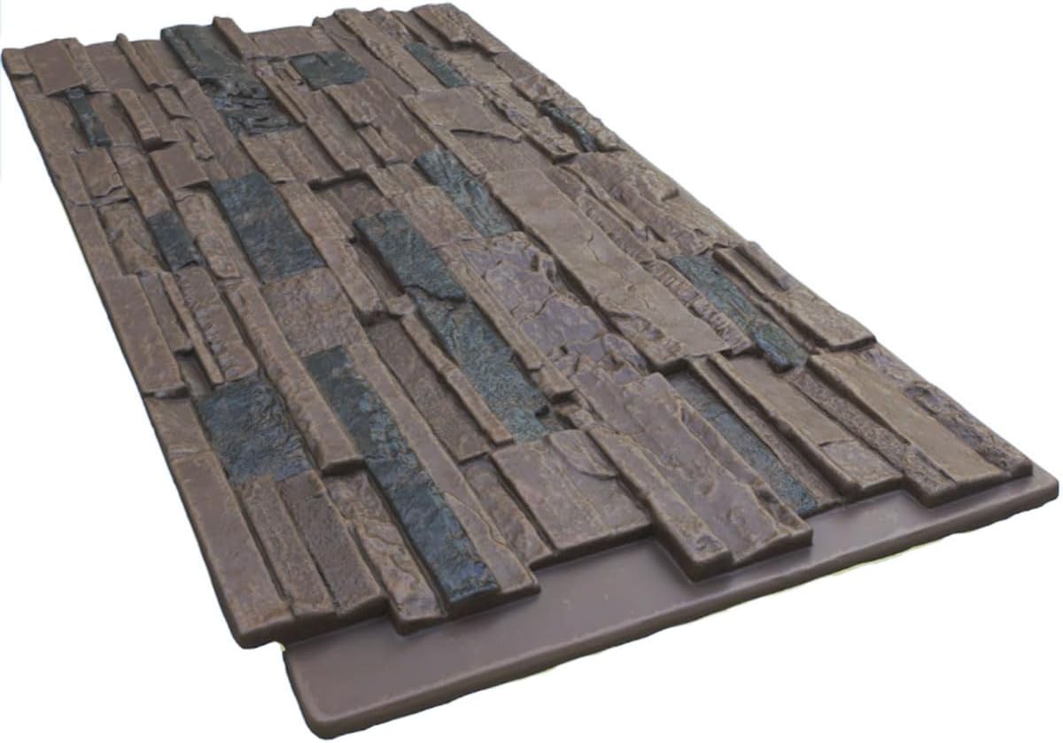 Ekena Millwork 48 5/8"W x 24 3/4"H x 1 1/4"D Cascade Stacked Stone, StoneWall Faux Stone Siding Panel, Canyon Brown