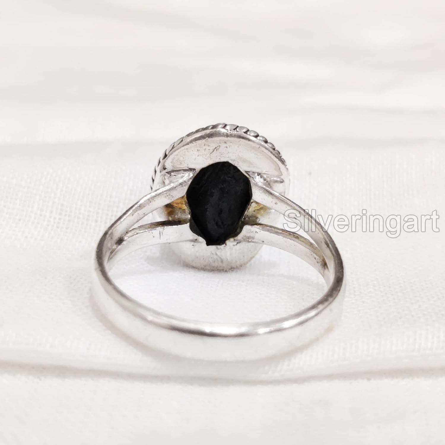 Natural Black Tourmaline Ring, Rough Tourmaline Ring, October Birthstone, Bohemian Ring, 925 Sterling Silver, Womens Ring, Christmas, Handmade, Statement Jewelry, Raw Gemstone Jewelry - Image 5