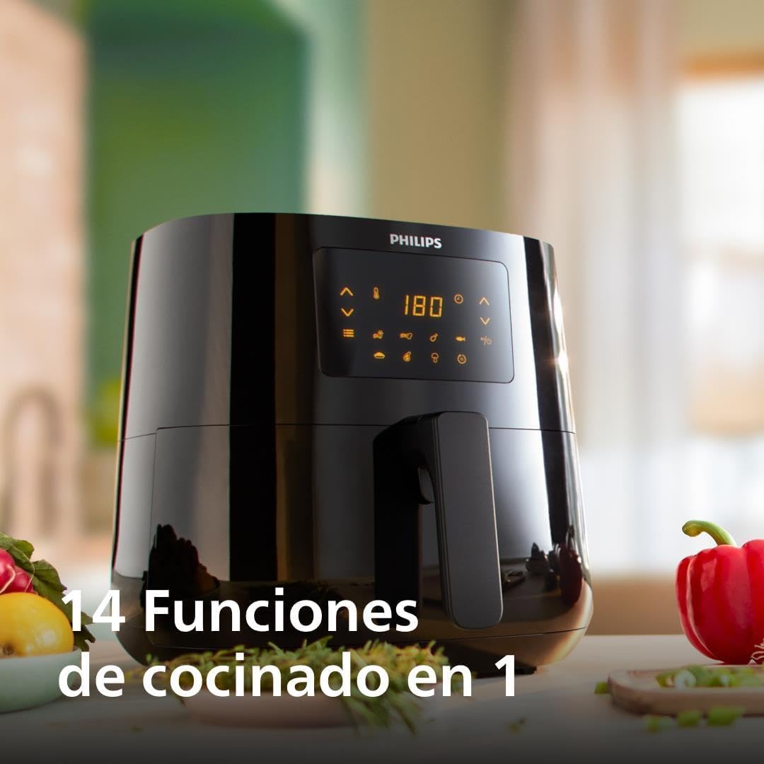 Philips Essential Airfryer XL - 6.2L, Freidora sin Aceite, Tec Rapid Air, Pantalla Táctil, NutriU App (HD9270/90)