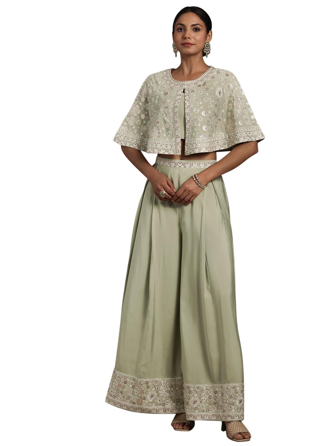 Women's Silk Blend Straight Crop Top Co-Ords