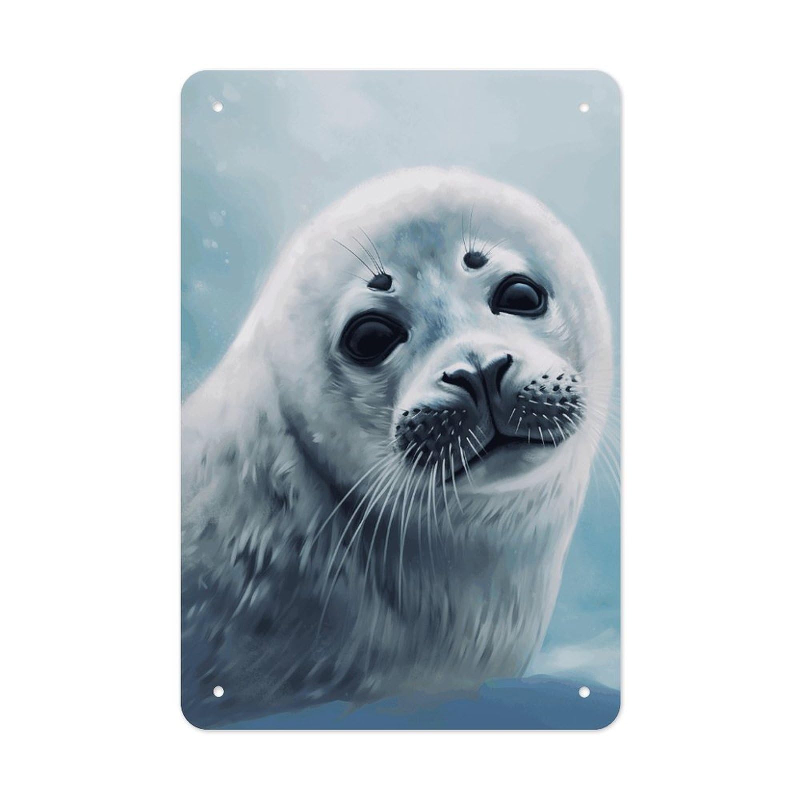 QMNLKH Harp Seal Painting Wallpaper Plaques for Wall Decor, Personalized Metal Tin Sign for Home, Multifunctional Poster for Office, Fashion Painting for Hallway, Wall Art Pictures, 7.9x11.8Inch