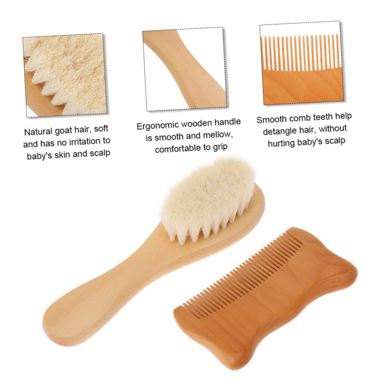 FOMIYES Infant Bathing Brush Set Comb Brush for Baby Wooden Comb Detangler for Cradle Cap