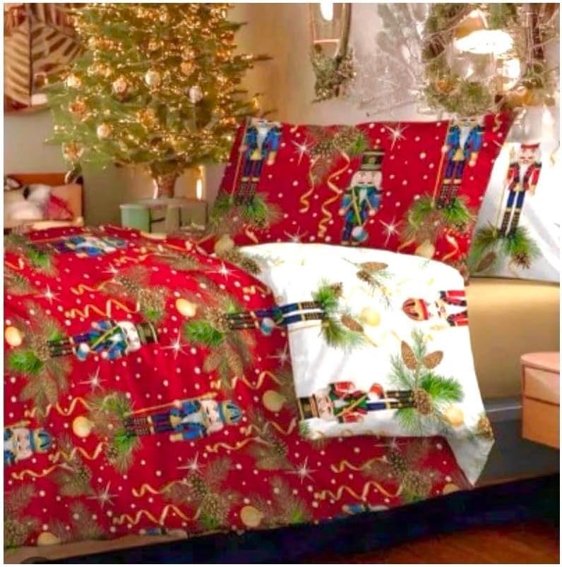 Parure de lit de Noël bicolore Casse-noisette pour magie des fêtes en coton Zambaiti