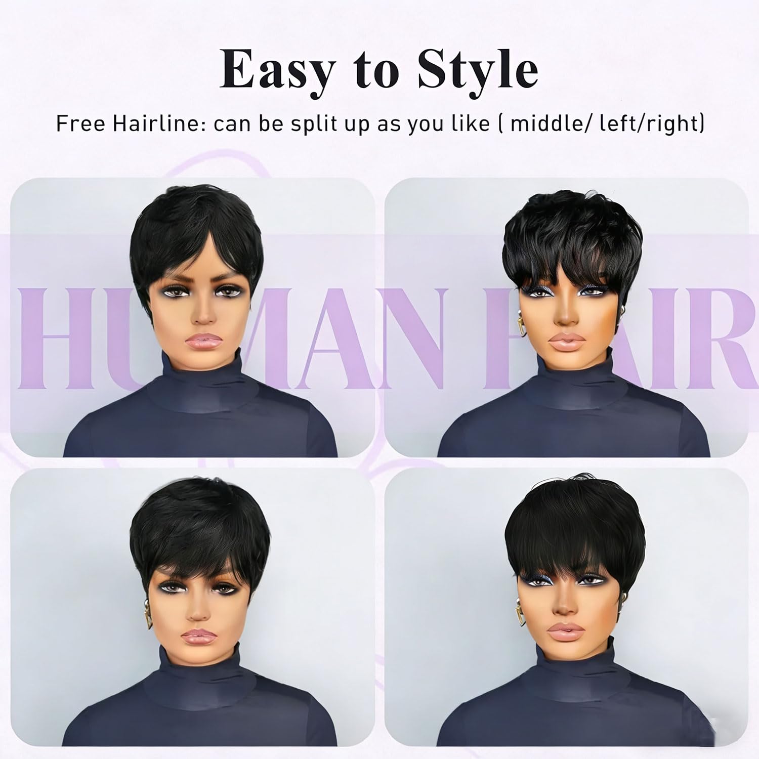 Pixie Cut Wig Human Hair for Black Women Short Pixie Cut Wigs Human Hair Wear and Go Glueless Pixie Wig Short Straight Full Machine Made Layered for Daily Use