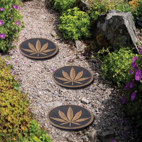 HF by LT Cannabis Stepping Stone, 11-3/4 inches, Black with Brushed Brass Finish, Set of 3 - Thumbnail 4