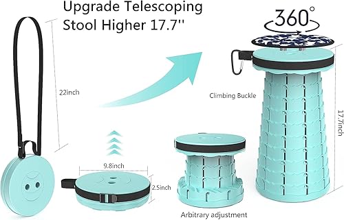 Miniatura 2 de Taburete plegable mejorado para adultos, silla portátil con cojín, taburete telescópico plegable ligero antideslizante y más resistente, asiento