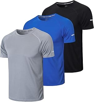 Gaiatiger1/3 Pack Mens T-Shirts Quick Dry Short Sleeve Tops Moisture Wicking Active Athletic Running Work Shirts