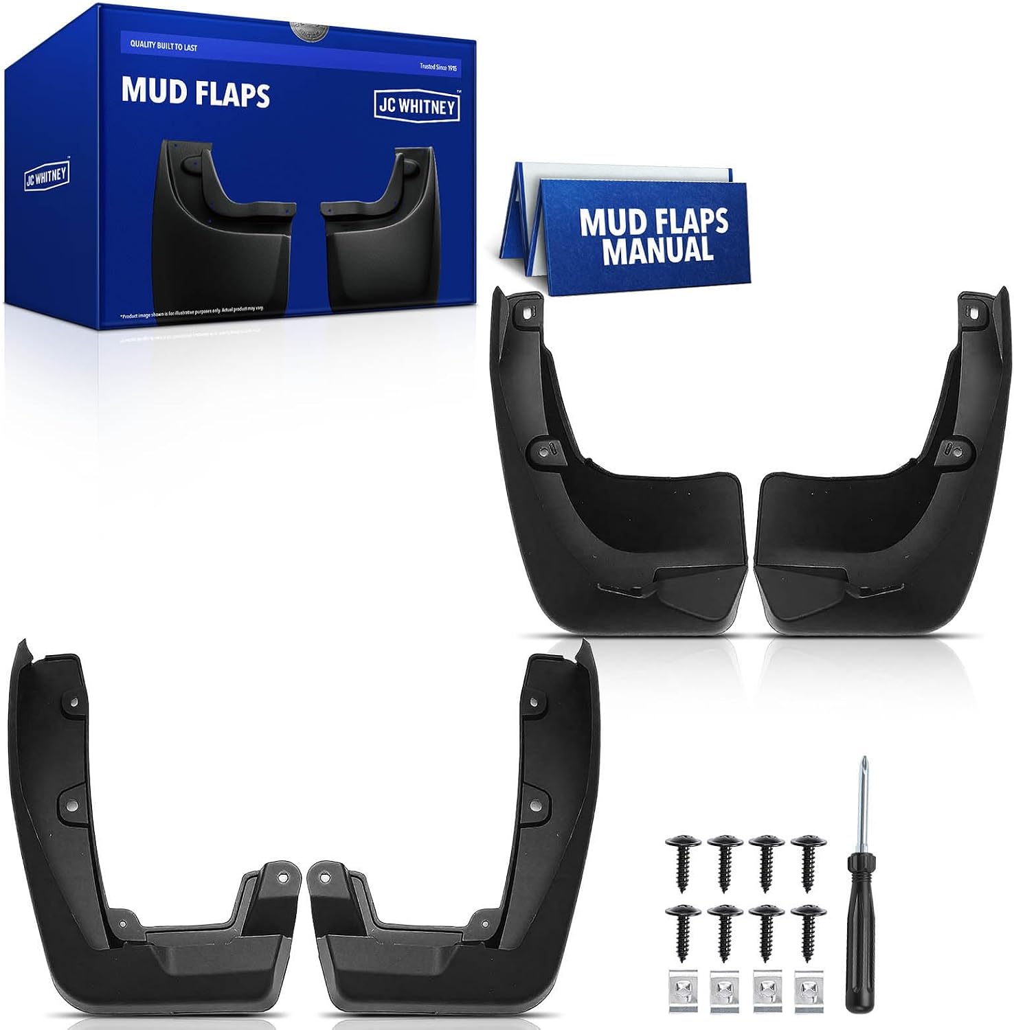 JC Whitney Set of 4 Front and Rear Mud Flaps Splash Guards
