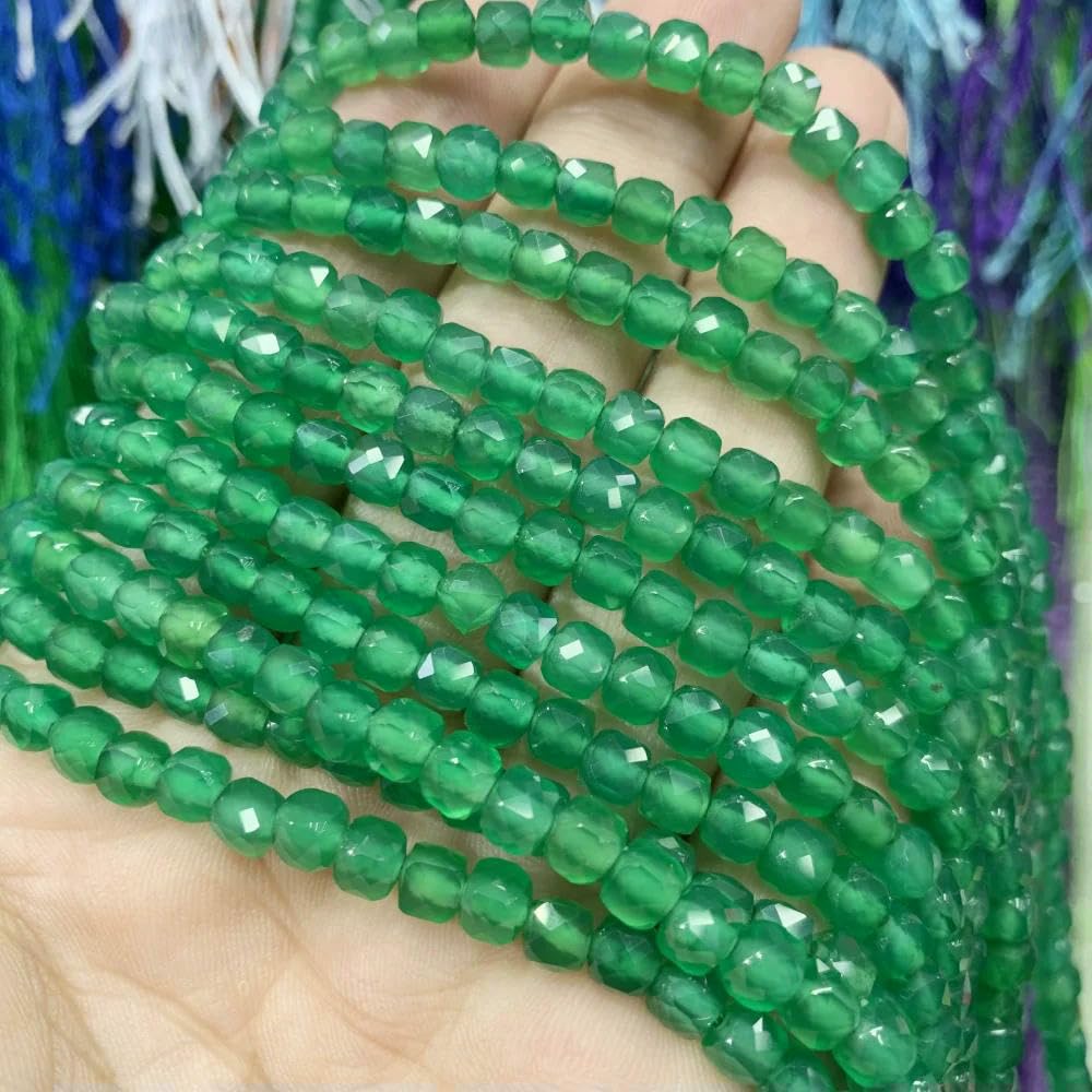 Perline di pietra turchese di diopside naturale 4x4,0 mm, cubo di ametista, perline sciolte fai da te per la creazione di gioielli, collana di perline 15-lolite-4,0 mm x 4,0 mm