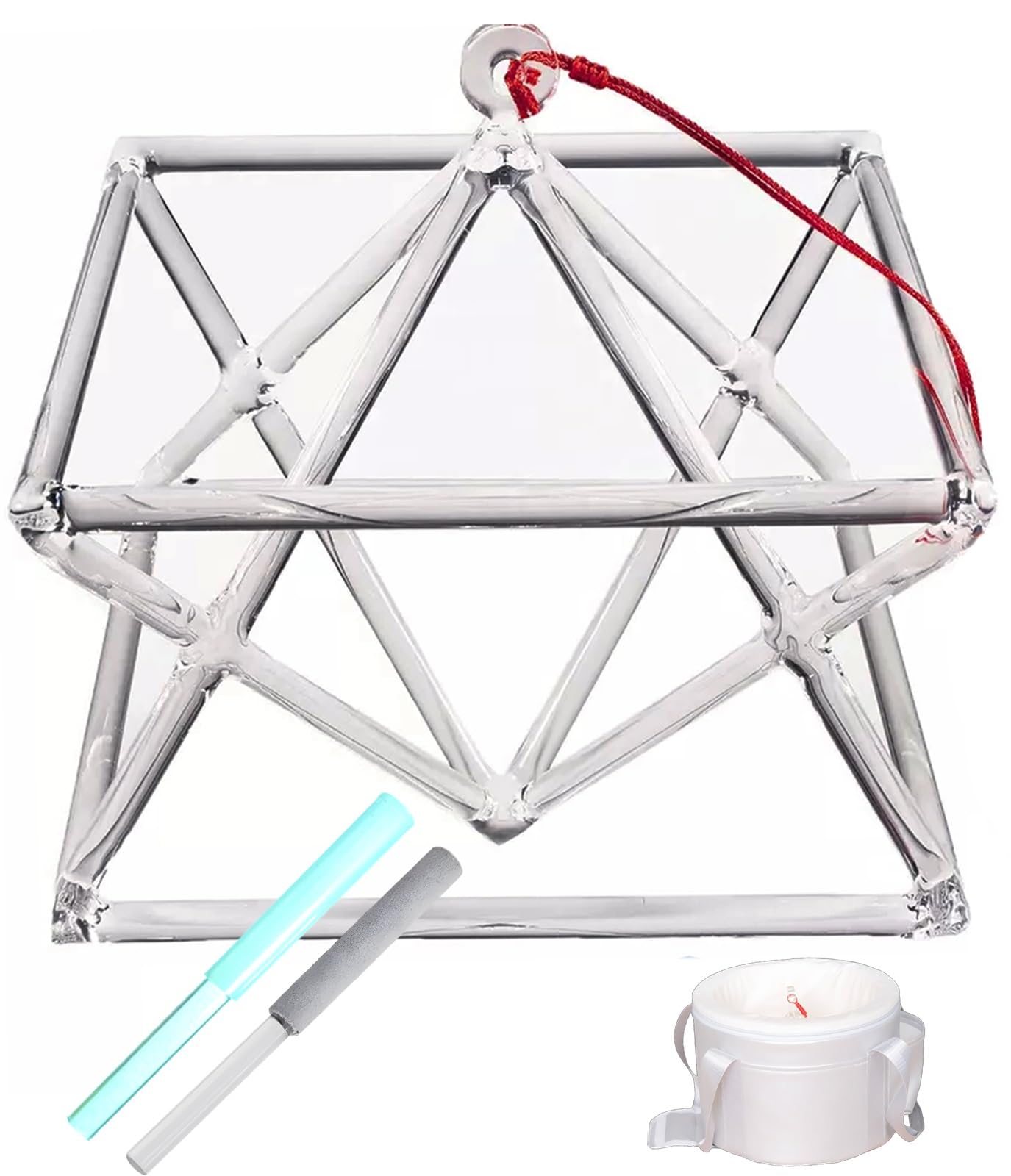 SBCGFY Quartz Crystal Singing Pyramid Mokaba Merkaba, Chakra Healing Musical Instrument Sound Therapy Meditation Yoga Sound Healing Meditation,8 inch+bag