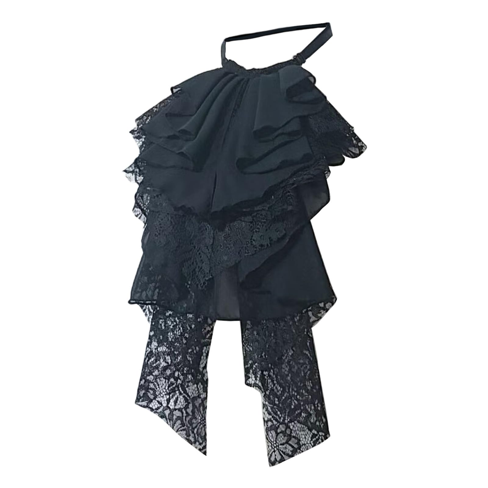Maxtonser Renaissances Ornate Layered Ruffle Lace Faux Collar Shirt Front Jabot Necktie For Historical Cosplay Costume Enhancement