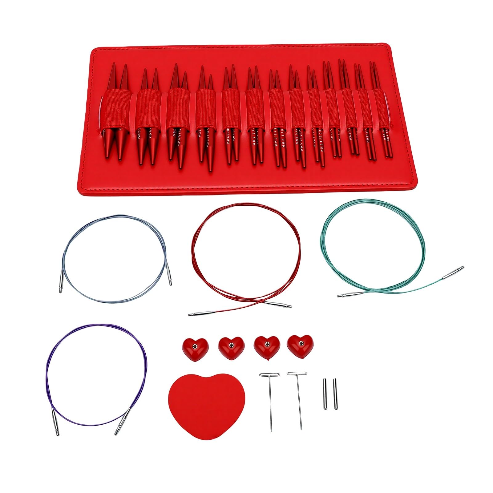Sxhlseller Juego de Agujas de Tejer de Aluminio Rojo 3.0-10.0mm