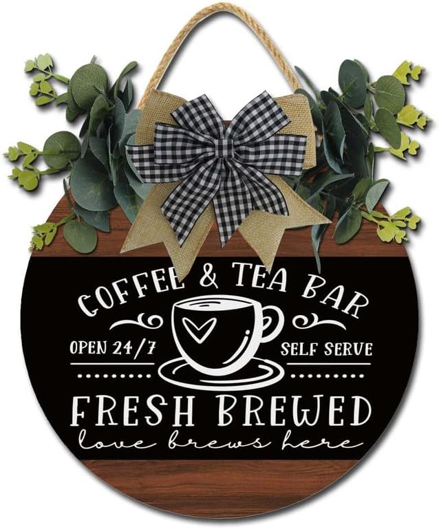 Miniatura 1 de Coffee And Tea Bar Fresh Brewed Self Serve Decor Sign,Wall Art Pictures Decoration,New Home Housewarming Gift For All Seasons,Coffee Lover Coffee