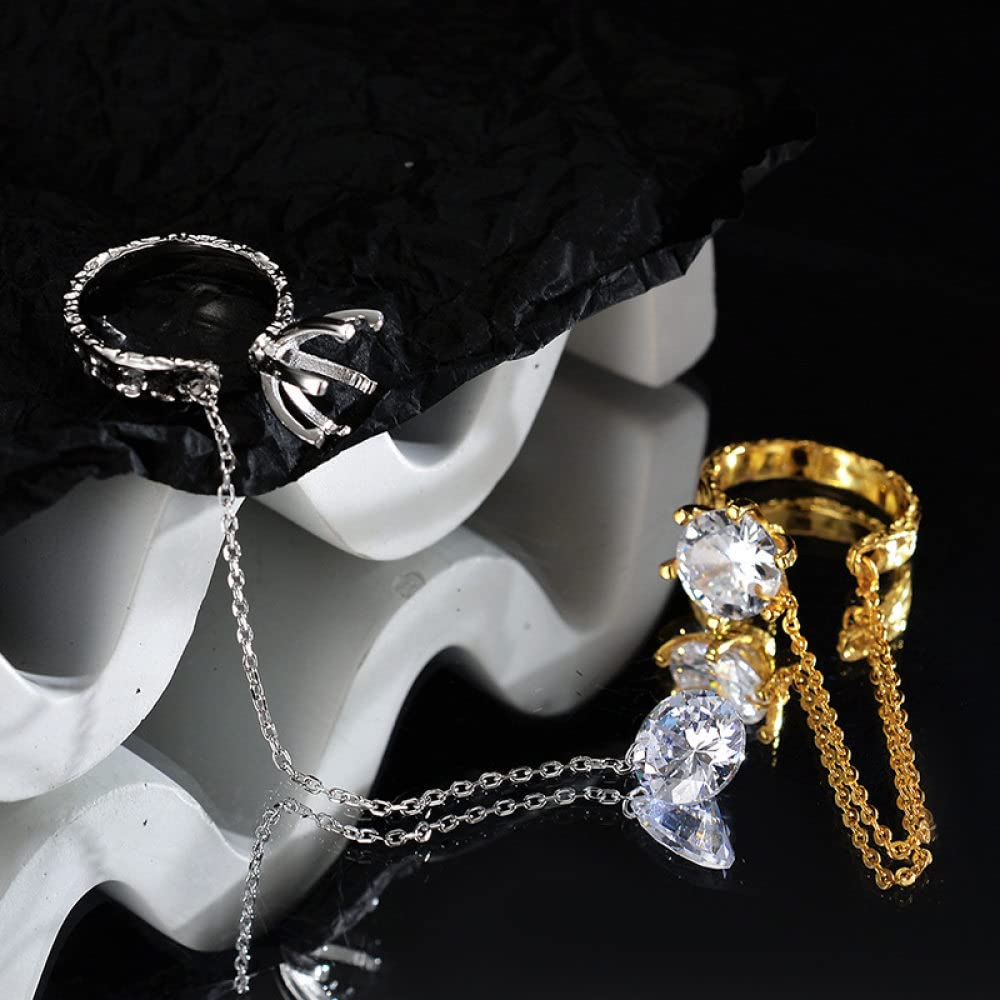 Anello In Argento Sterling 925,Anelli Regolabili Per Donna Ciondolo Zircone Argento Sterling 925 La Catena Semplici Anelli Di Eternità Fedi Nuziali Placcate Oro Anelli Promessa Per Ragazze Signore