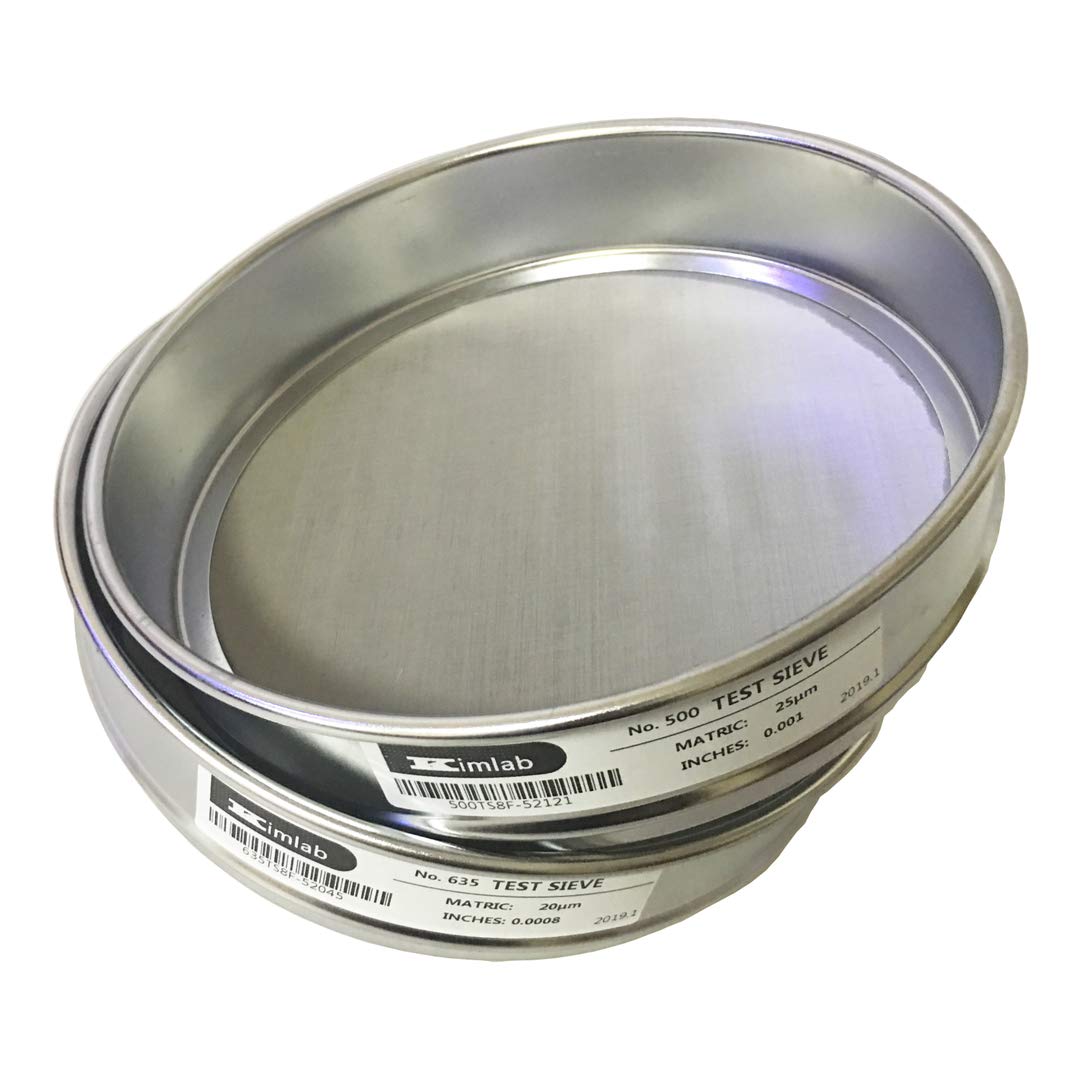Economy Test Sieve #5000 / 1μm Mesh Size,304 Stainless Steel Wire Cloth, 8" Diameter