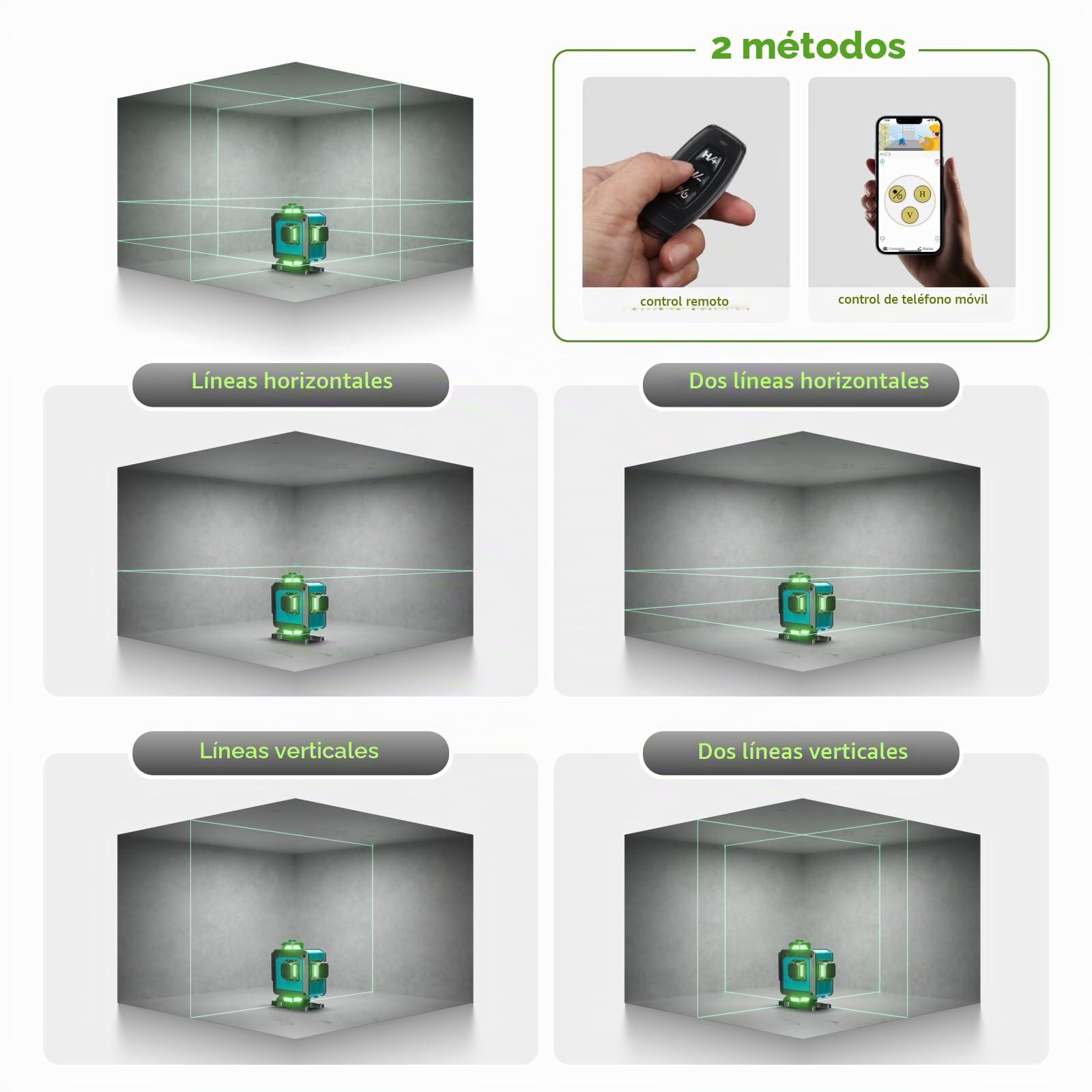 Weytoll Nivel láser multifuncional de 16 líneas Función autonivelante de 3° Herramienta de nivelación Línea adhesiva de pared de suelo omnidireccional con soporte de trípode ajustable de altura de 1,2