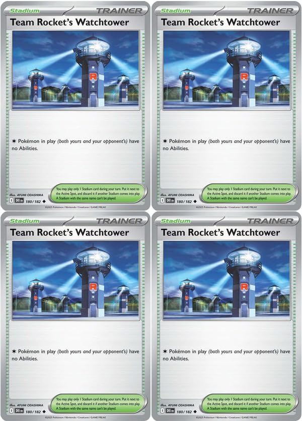 Team Rocket’s Watchtower 180/182 – Destined Rivals Trainer Card Lot – Playset x4