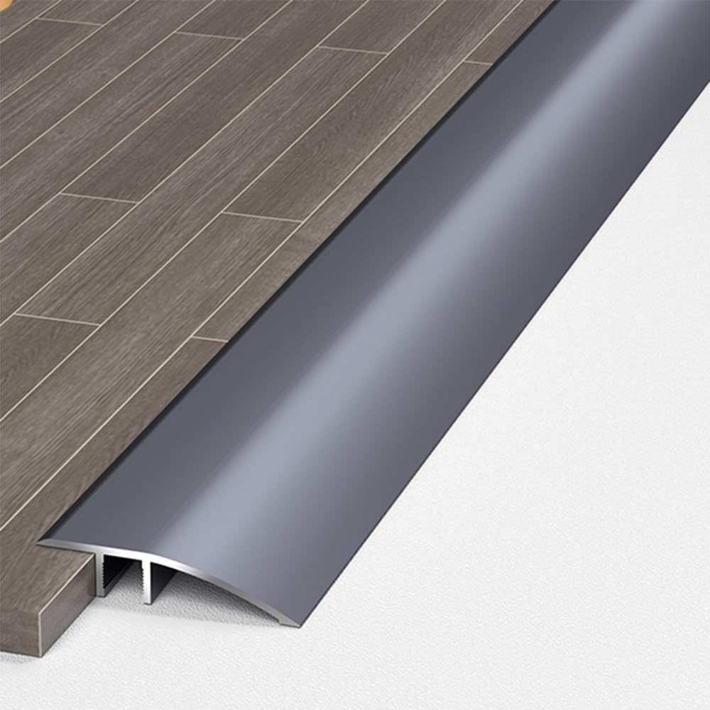 Luysmengeu Grey 35.4In Floor Transition Strip Flooring Transitions Aluminum Threshold Ramp, Kitchen Bedroom Bathroom Door Floor Reducer Gap Covering Joining Strip