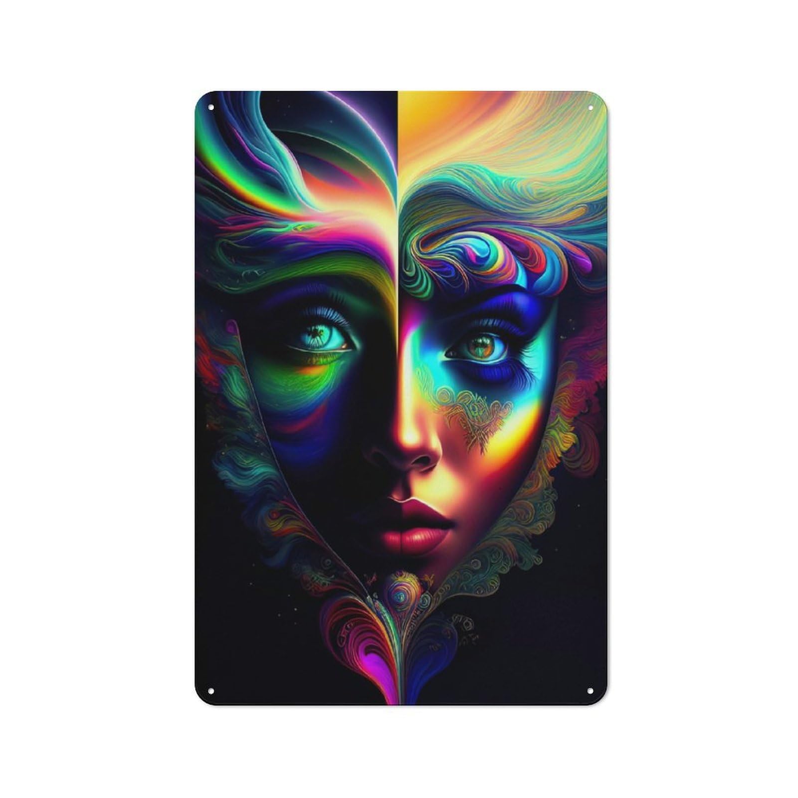 Junmoney Lady Surreal 04 Metal Plaque 30X20cm With For Pub Or Café, Retro Decor, For Pub Decor Enthusiasts Refreshing A Room In Autumn
