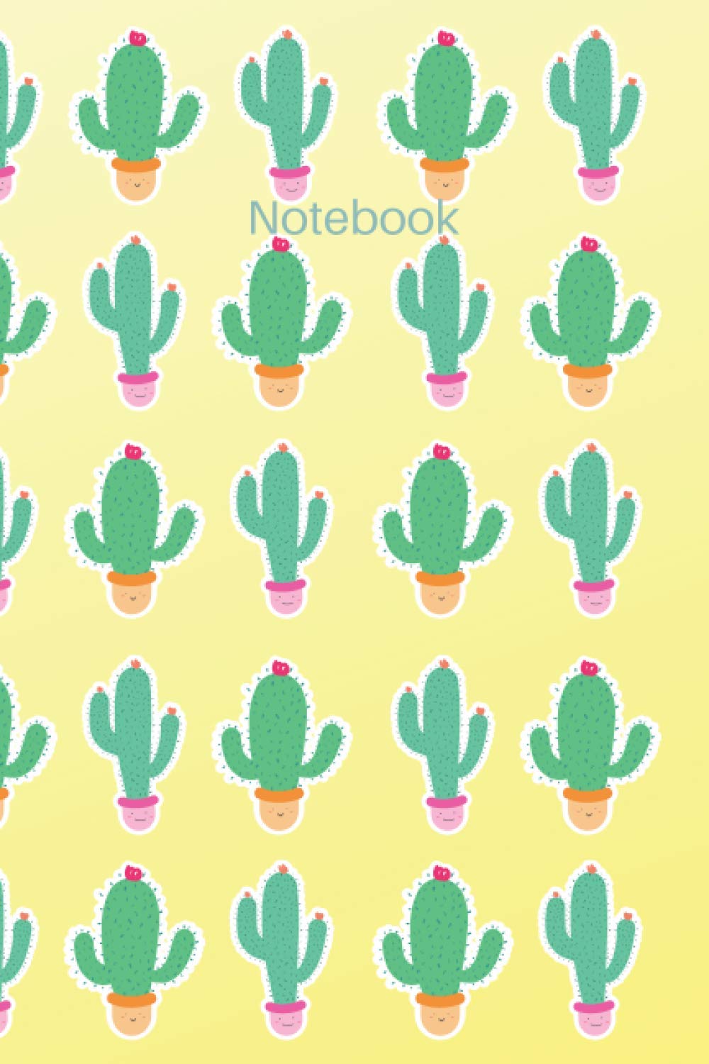 Notebook: Yellow Cute Cactus Print Notebook Journal 100 Lined Pages