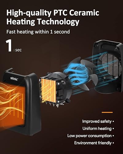 Miniatura 6 de Calentadores de espacio portátiles para uso en interiores, calentador eléctrico para dormitorio y oficina, calentador de espacio de cerámica con