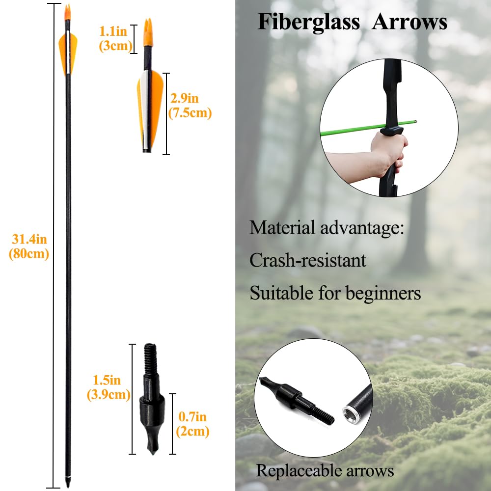 Set Arco e Arrow Recurve per Adulti, Set Tiro con Arco Recurve Archi Takedown 40 libbre per Principiante e Gioventù per Premi all'aperto da Backyard