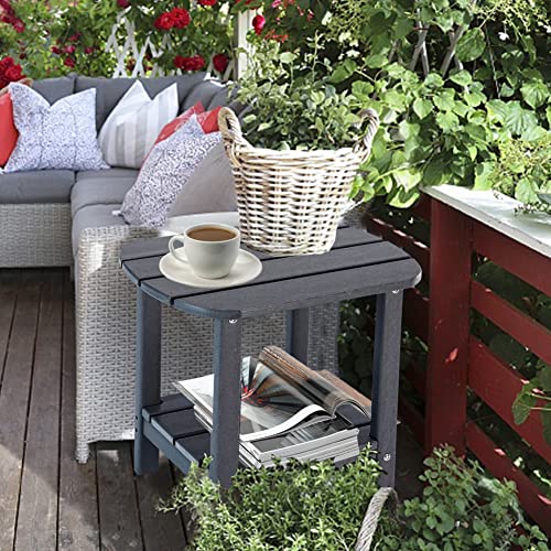 Lzrs Double Adirondack Side Table, Outdoor Side Tables, End Tables For Patio, Backyard,Pool, Indoor Companion, Easy Maintenance & Weather Resistant(Grey) #TOP5
