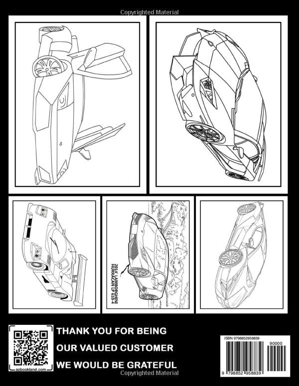 Bam Bam Coloring Book: Luxury Cars with High Quality Pictures and 50 Pages to Draw | Special Gift For Anyone Love Collect Cars or for Birthday, Holiday image 3