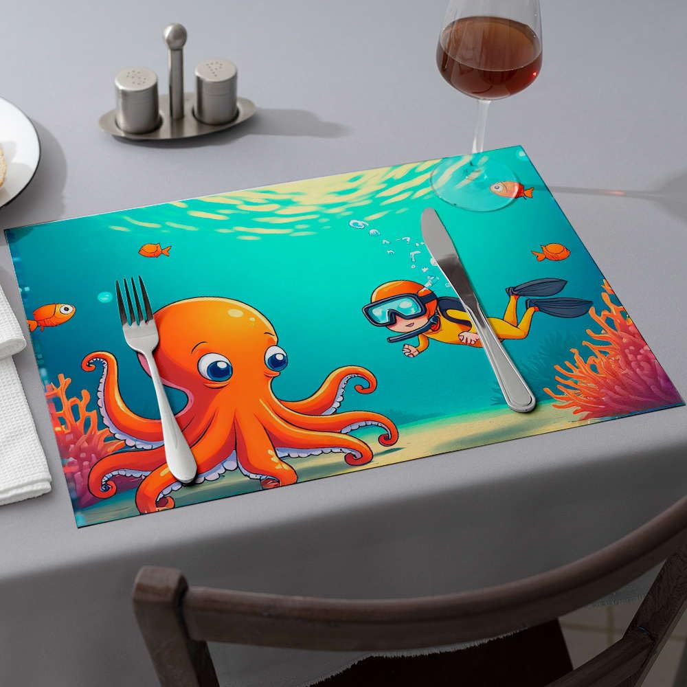 Set de table pieuvre sous l'eau pour embellir vos repas en famille