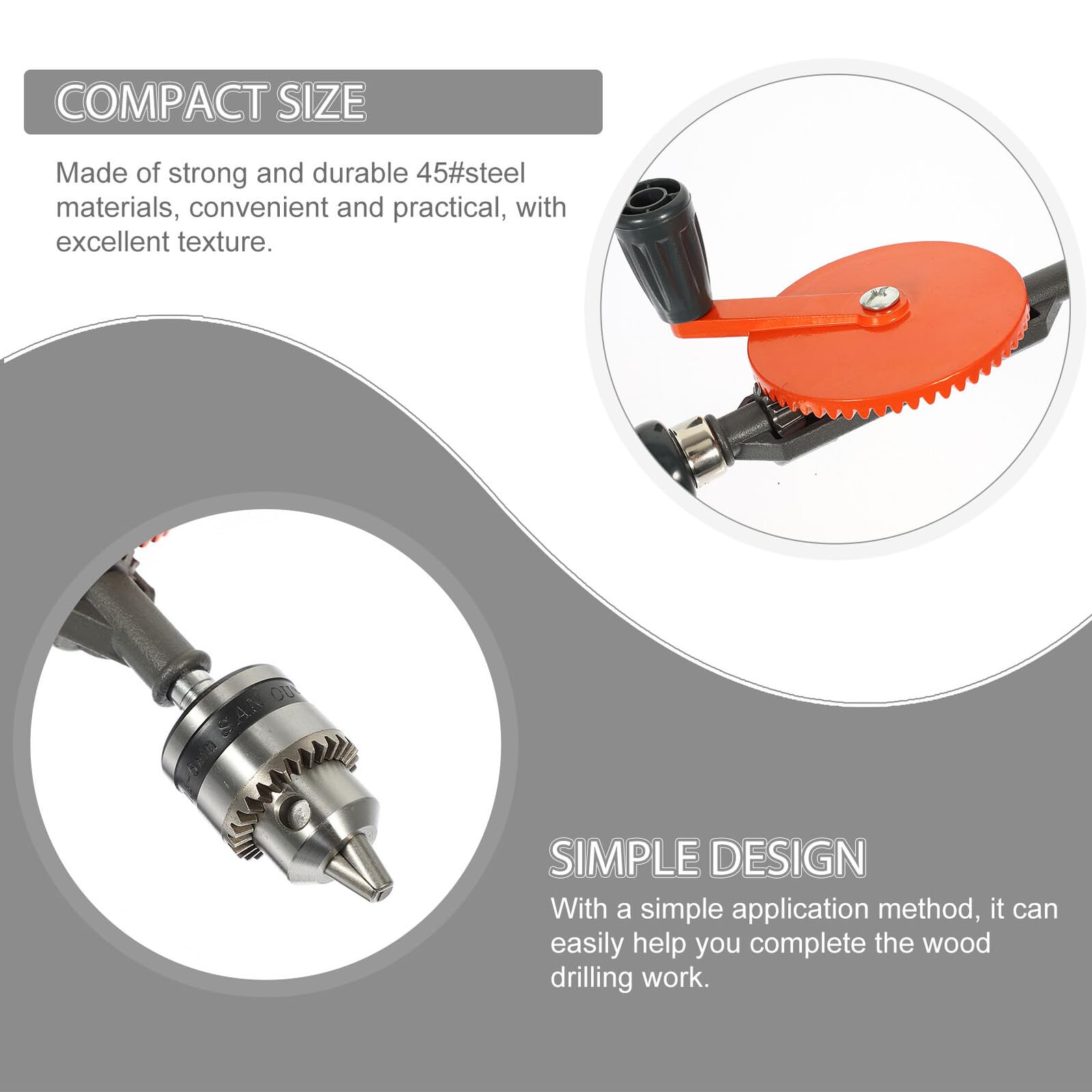 Anneome Manueller Handbohrer mit Holzbohrern Langlebiger Stahl Handkurbel bohrmaschine für Holz Kunststoff PVC Leiterplatten Präzise und Einfach zu Bedienen