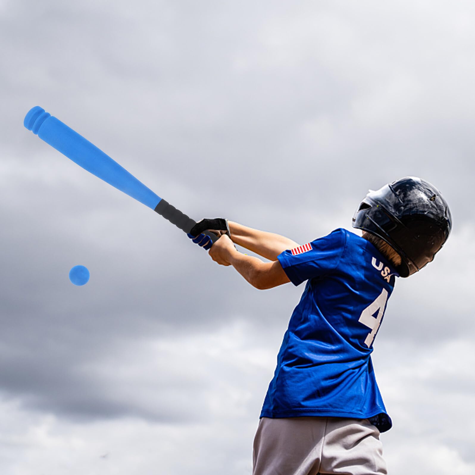 Veemoon Batte de Baseball en Mousse Bleue 54 Cm pour Garçon et Filles 3-5 Ans de Baseball Sûr et Léger pour Jeu Extérieur et Apprentissage Couleur Aléatoire
