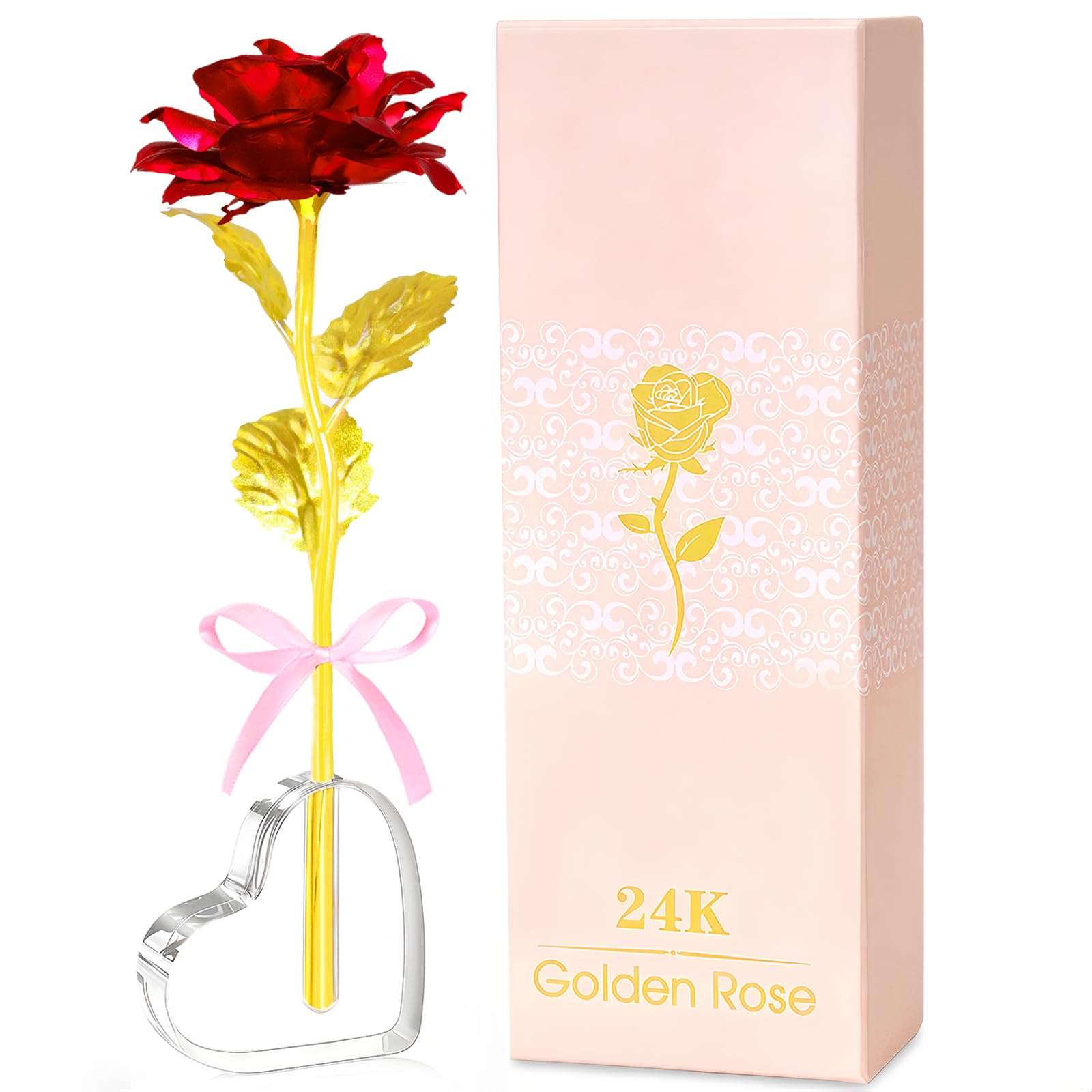 Valentines Day Rose Gifts for Her, Birthday Gifts for Women Mom Galaxy Rose Glass Forever Flowers with Heart-Shaped Base Eternal Crystal Roses Valentine Gifts for Grandma Wife Sister Girlfriend