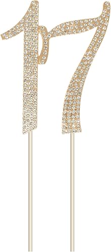 Honbay Decoración para tarta de cumpleaños número 17 con diamantes de imitación brillantes y brillantes para decoración de pastel de cumpleaños 17 o Honbay Decoración para tarta de cumpleaños número 17 con diamantes de imitación brillantes y brillantes para decoración de pastel de cumpleaños 17 o