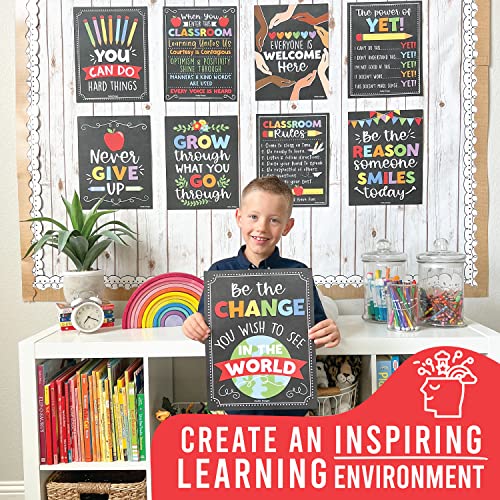 9 Colorful Classroom Decor Signs - Welcome Sign For Classroom Motivational Posters For Classroom Bulletin Board Decorations, Growth Mindset Classroom Posters Elementary, Middle School, Classroom Rules #TOP3