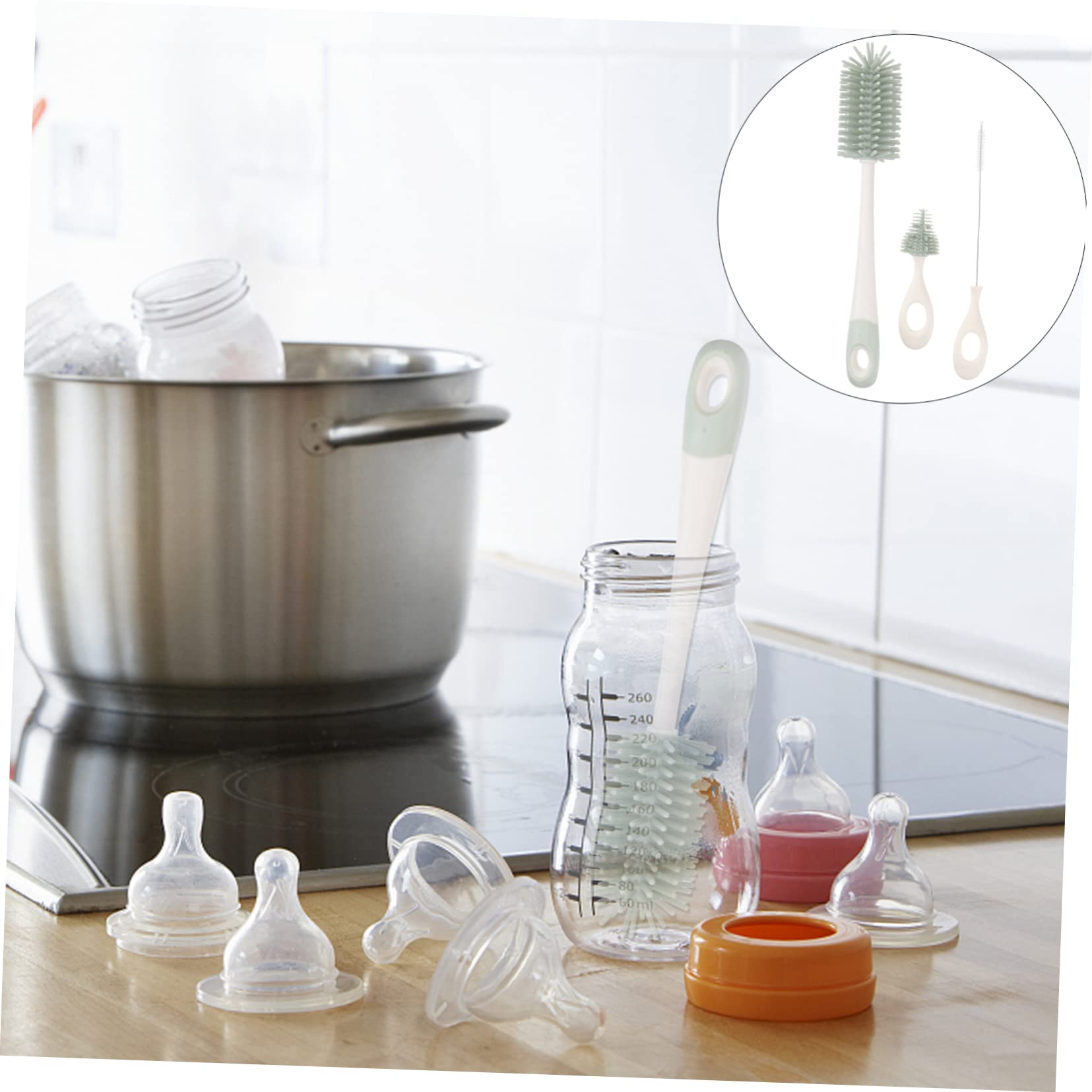 UPKOCH 2pezzi Spazzole Silicone Per La e Bottiglie Rotazione Bristle Per Rimuovere Macchie