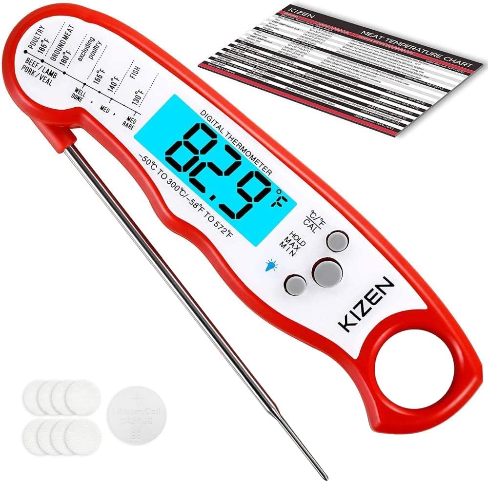 Kizen Instant Read Meat Thermometer Red
