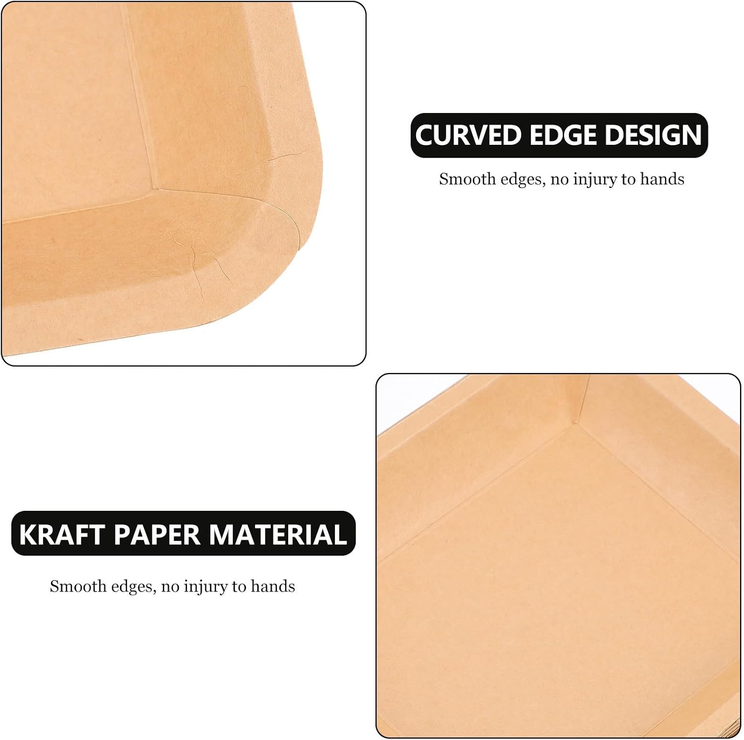 Abaodam Disposable Food Plates 25Pcs Kraft Paper Thickened Waterproof Oilproof Snack Packing Trays 17X15X3Cm for Fried Chips Takeout Party Outdoor Use image 3