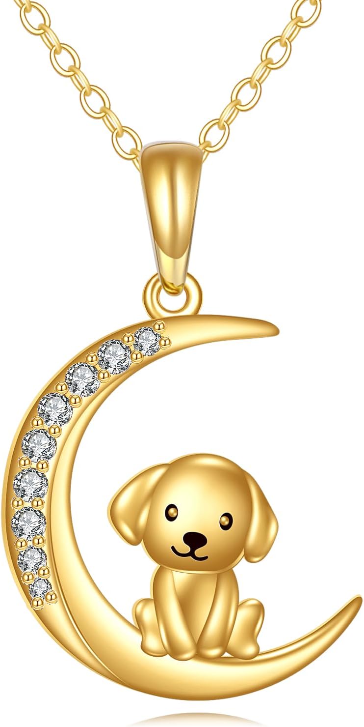 KECHO 14k Gold Dog Necklace Yellow Gold Dog Remembrance Jewelry Pendant Birthday Gifts for Women Jewelry Gifts for Her