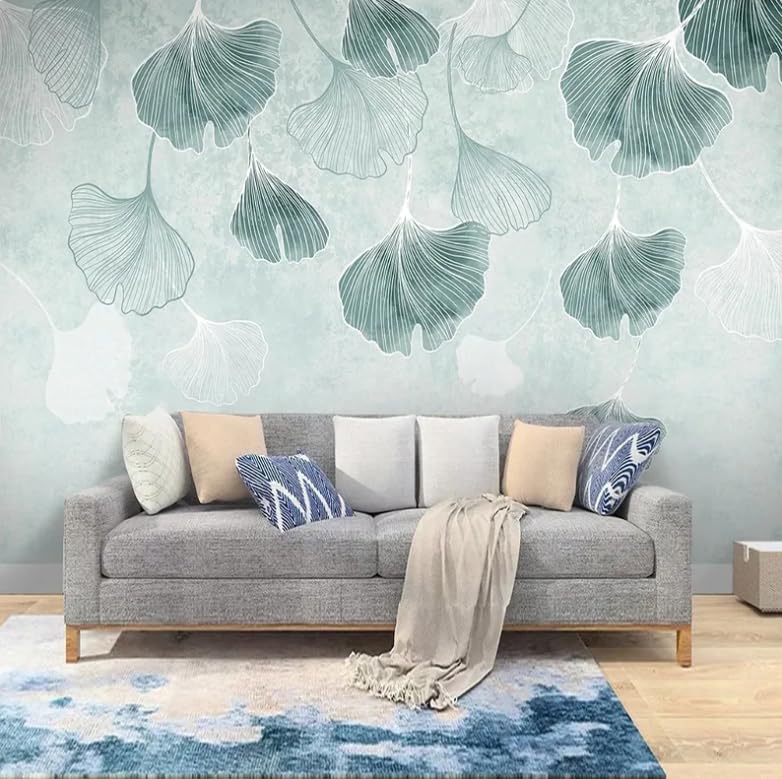 Papier peint photo 3D feuille de Ginkgo et art mural moderne pour salon et chambre