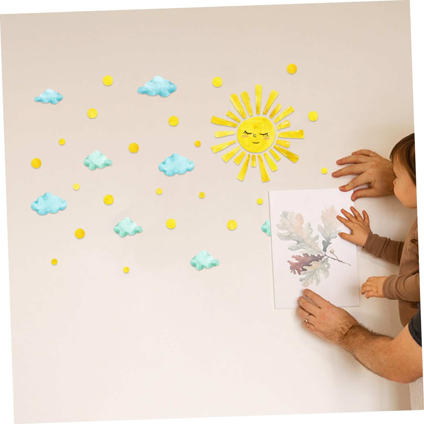 HOMSFOU 5sets Adesivo Murale Sole e Stile Bohemien Decorazione Murale Autoadesiva Per Camera Da Letto e Soggiorno Durevole