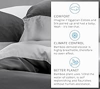 Vista 6 de Wooflinen Juego de funda de edredón y sábanas, 100% viscosa derivada de bambú, tamaño matrimonial, 6 piezas, increíblemente suave
