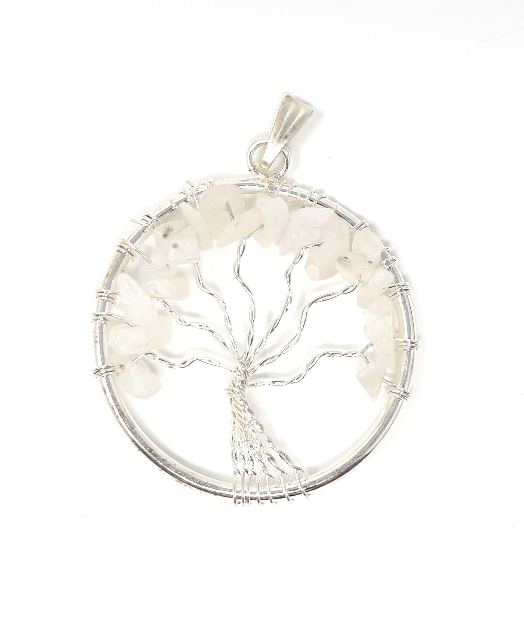 Natural MoonStone Crystal Tree of Life Pendant for Men and Women | Handmade Wire Wrapped German Silver White Gemstone Locket | Includes Lab Certificate, Ashtagandha Chandan, 25ml Kashi Gangajal and Premium Jewellery Box-image-30