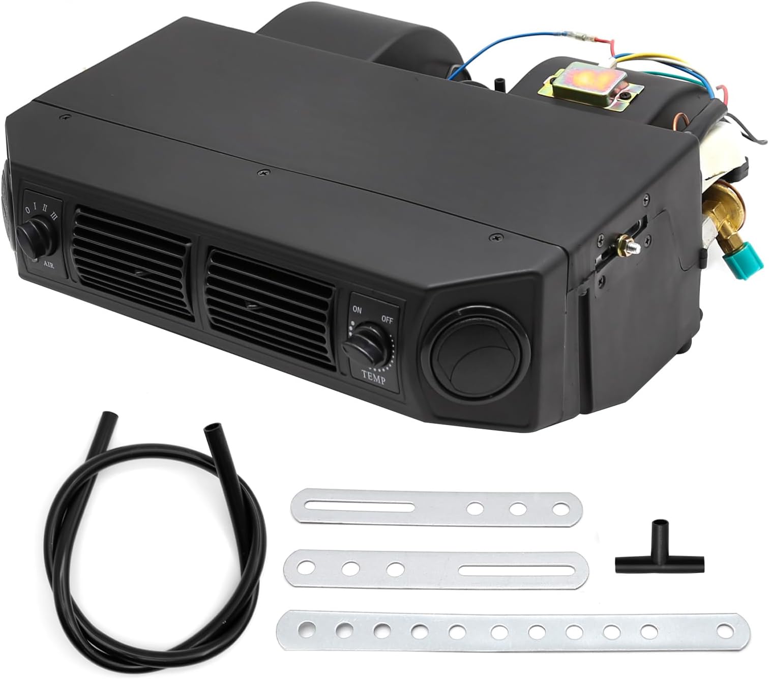 Saihisday BEU-404-100 AUTO A/C Air Conditioning Evaporator Assembly Kit 2 Vents 3 Speed 12V Electrical Thermostat 4Max Air Volume 600 CFM, Under-Dash A/C Heating Cooling Unit for Car Truck