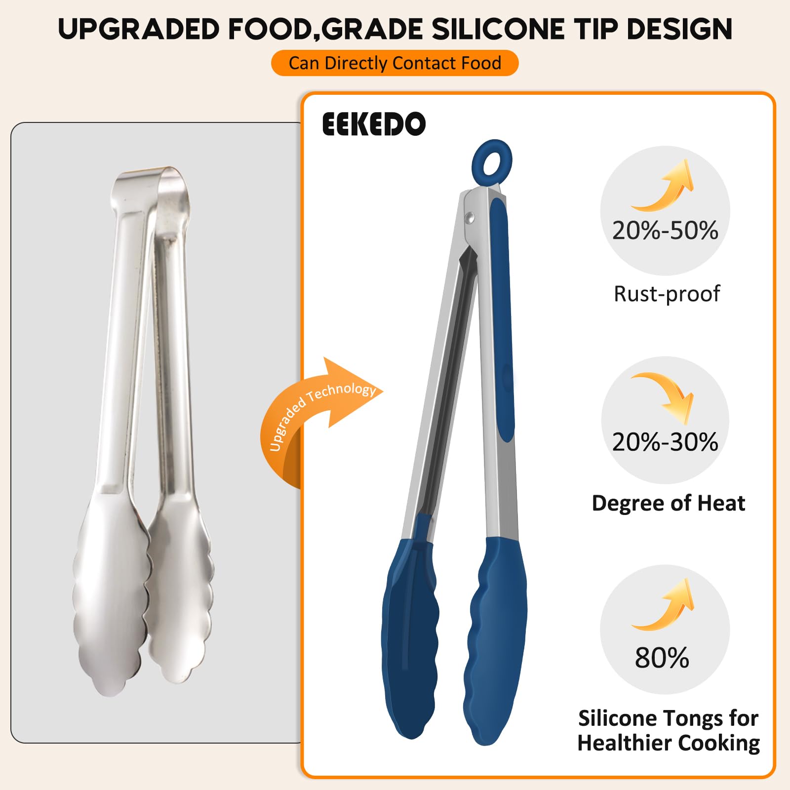 EEKEDO Silicone Tongs - Non-Stick Cooking -4