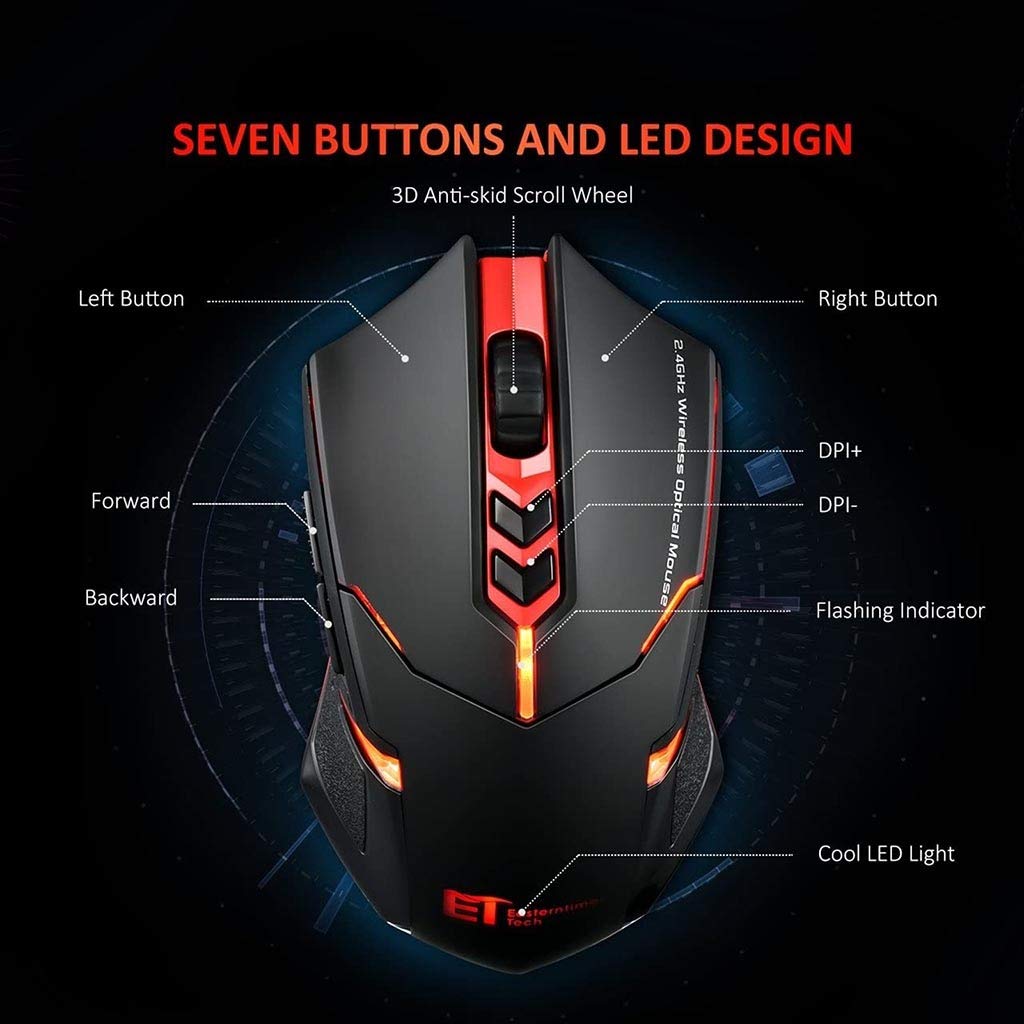 RajoNN Mouse Mouse Wireless, Mouse da Gioco per Computer Ottico a LED con Ricevitore, 5 DPI Regolabili Fino a 2400 DPI, per Notebook PC Laptop, Risparmio Energetico (Colore : Bianca)