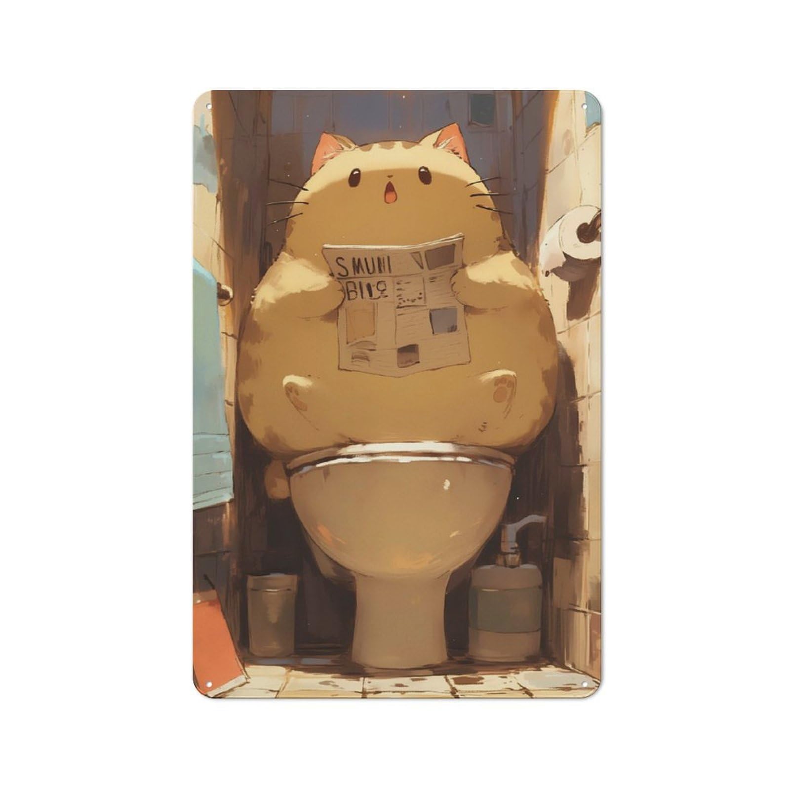 Junmoney Funny Comical Cat Toilet For Garden Room Or Summerhouse, Rustic Tin Sign 30X20cm, Wall Decor For Garden Rooms And Summerhouses