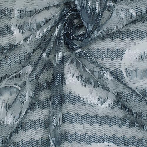 Image of Window Curtains 5 Feet Long Set of 1 | Leaf Design | Polyester | Light Filtering Curtains | Curtains for Living Room | 118 x 152 cm, Grey Color | Perfect for Home Decor