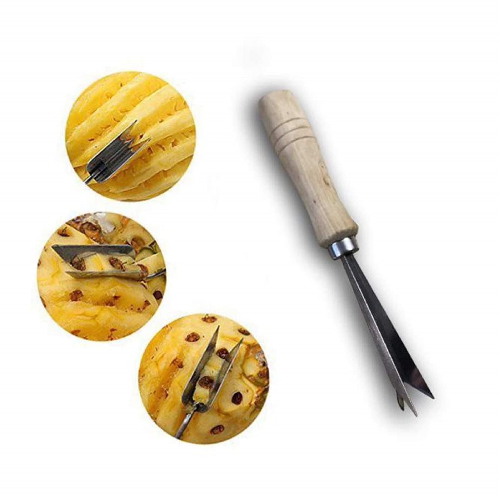 Éplucheur Ananas Inox V Forme - Outil Démaquillant Yeux D'Ananas - 19cm
