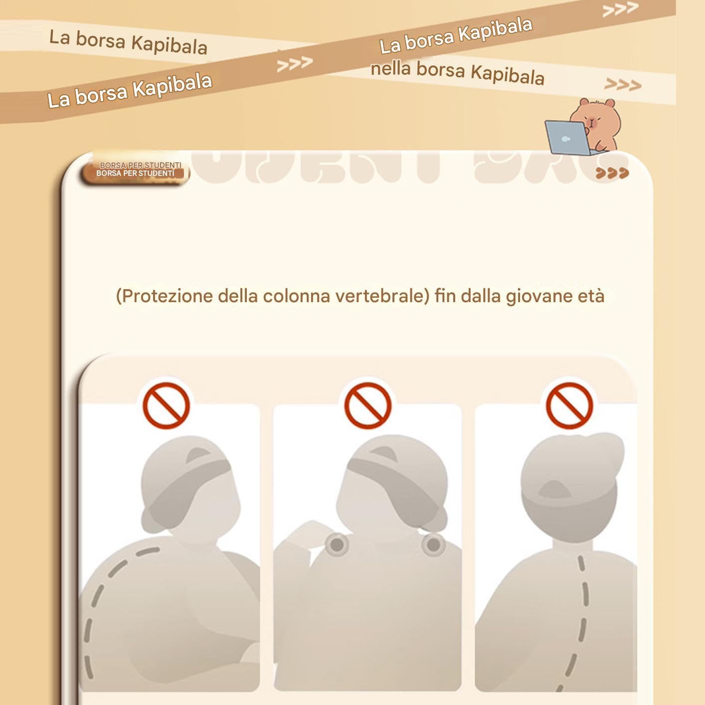 Generico Zaino Scolastico Capibara, Zaino Per Ragazze, Estetica Studenti per Ragazze Donne e Studenti